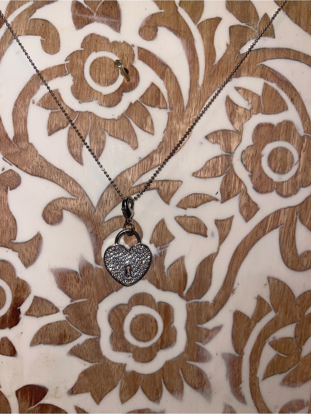 Origami Owl Silver Pave Heart Lock Necklace